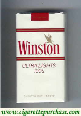 Winston with eagle from above in the right Ultra Lights white 100s cigarettes soft box